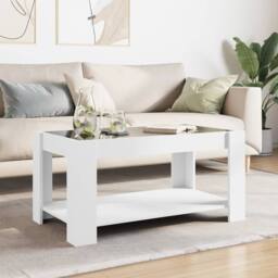 Berkfield Home Decorative Coffee Table with LED White 93x53x45 cm Engineered Wood - Size: 93 x 53 x 45 cm - thumbnail 4