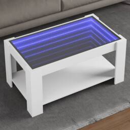 Berkfield Home Decorative Coffee Table with LED White 93x53x45 cm Engineered Wood - Size: 93 x 53 x 45 cm - thumbnail 2