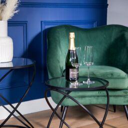 Madison & Mayfair Set of 2 Black Criss Cross Tables with Glass Top - thumbnail 6