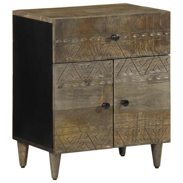 Berkfield Home Bedside Cabinet Light Grey 50x33x60 cm Solid Wood Mango - Size: 50 x 33 x 60 cm - image 1