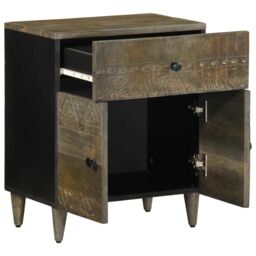 Berkfield Home Bedside Cabinet Light Grey 50x33x60 cm Solid Wood Mango - Size: 50 x 33 x 60 cm - thumbnail 3