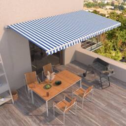 Berkfield Home Manual Retractable Awning 600x350 cm Blue & White - thumbnail 2