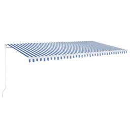 Berkfield Home Manual Retractable Awning 600x350 cm Blue & White - thumbnail 1