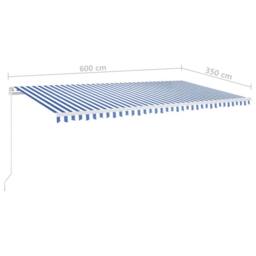 Berkfield Home Manual Retractable Awning 600x350 cm Blue & White - thumbnail 6