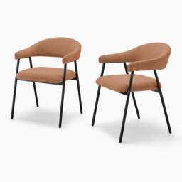 FurnitureboxUK 2x Delos Pale Terracotta Orange Fabric Dining Chairs - thumbnail 5