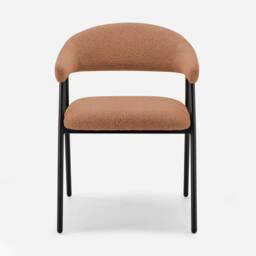 FurnitureboxUK 2x Delos Pale Terracotta Orange Fabric Dining Chairs - thumbnail 7