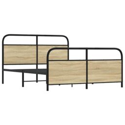 Berkfield Home Metal Bed Frame without Mattress Sonoma Oak 160x200 cm in Brown - thumbnail 3