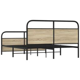Berkfield Home Metal Bed Frame without Mattress Sonoma Oak 160x200 cm in Brown - thumbnail 6