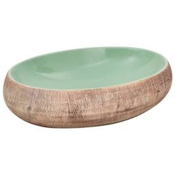 Berkfield Home Countertop Basin Green & Brown Oval 59x40x15 cm Ceramic - Size: 59 x 40 x 15 cm