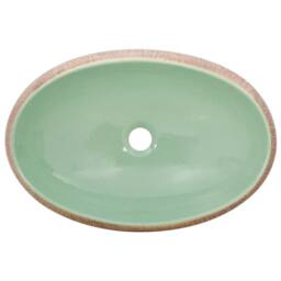 Berkfield Home Countertop Basin Green & Brown Oval 59x40x15 cm Ceramic - Size: 59 x 40 x 15 cm - thumbnail 6