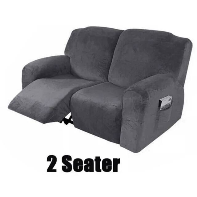 FLAVORA 2 Seater Super Stretch Solid Sofa Slipcover in Grey - Size: 100 cm x 190 cm - image 1