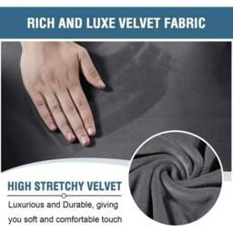 FLAVORA 2 Seater Super Stretch Solid Sofa Slipcover in Grey - Size: 100 cm x 190 cm - thumbnail 5