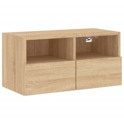 Berkfield Home 4 Piece TV Wall Units Sonoma Oak Engineered Wood in Brown - thumbnail 7