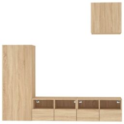 Berkfield Home 4 Piece TV Wall Units Sonoma Oak Engineered Wood in Brown - thumbnail 5