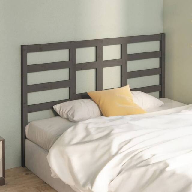 Berkfield Home Beautiful Bed Headboard Grey 126x4x104 cm Solid Wood Pine - Size: 126 x 4 x 104 cm - image 1