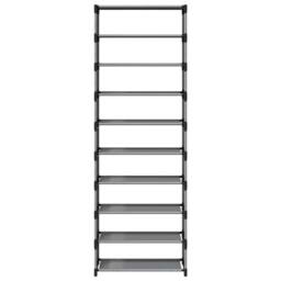 Berkfield Home Shoe Rack 10-Tier Grey 54x28x158 cm Non-woven Fabric - Size: 54 x 28 x 158 cm - thumbnail 5