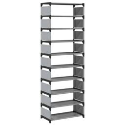 Berkfield Home Shoe Rack 10-Tier Grey 54x28x158 cm Non-woven Fabric - Size: 54 x 28 x 158 cm - thumbnail 1