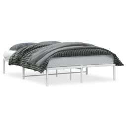 Berkfield Home Metal Bed Frame without Mattress White 140x200cm - Size: 140x200 cm - thumbnail 2