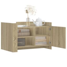 Berkfield Home Coffee Table Sonoma Oak 80x50x50 cm Engineered Wood in Brown - Size: 80 x 50 x 50 cm - thumbnail 3