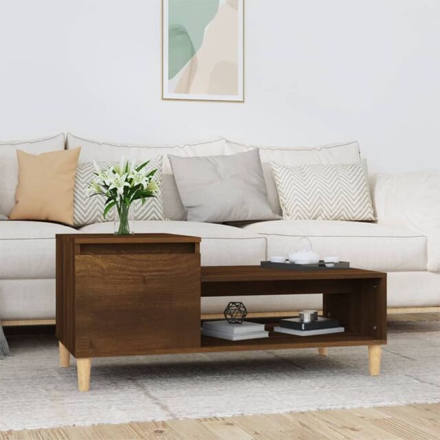 Berkfield Home Coffee Table Brown Oak 100x50x45 cm Engineered Wood - Size: 100 x 50 x 45 cm - image 1