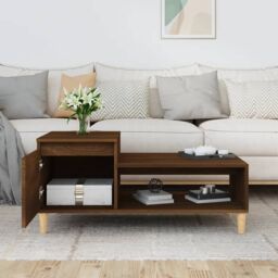 Berkfield Home Coffee Table Brown Oak 100x50x45 cm Engineered Wood - Size: 100 x 50 x 45 cm - thumbnail 3