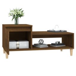 Berkfield Home Coffee Table Brown Oak 100x50x45 cm Engineered Wood - Size: 100 x 50 x 45 cm - thumbnail 4