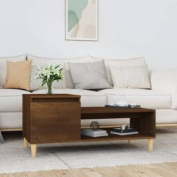 Berkfield Home Coffee Table Brown Oak 100x50x45 cm Engineered Wood - Size: 100 x 50 x 45 cm - thumbnail 1