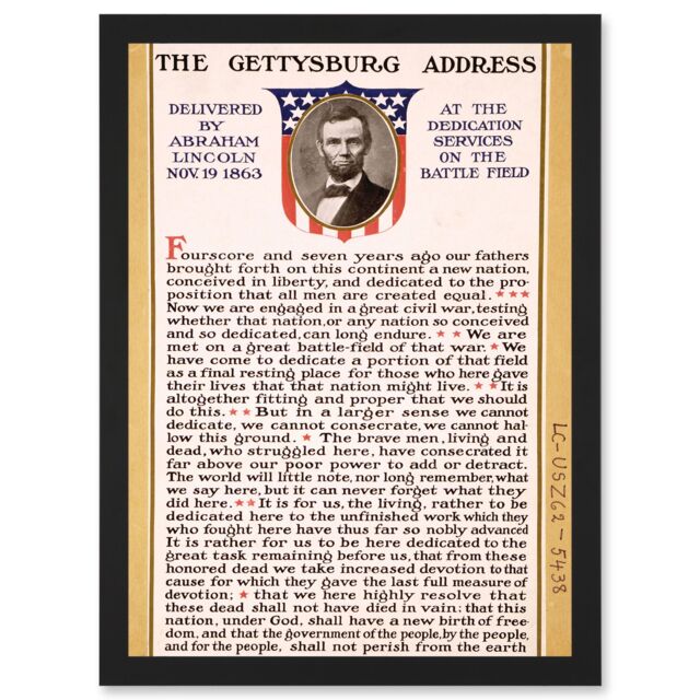 Artery8 War US Civil President Abraham Lincoln Gettysburg Address A4 Artwork Framed Wall Art Print in Black - image 1