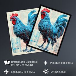 Artery8 Wall Art Print Robo Rooster Robot Hybrid Schematic Blue Futuristic Secret Complex Arcane Manuscript Gift For Him Man Cave Art Framed - thumbnail 2