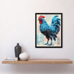 Artery8 Wall Art Print Robo Rooster Robot Hybrid Schematic Blue Futuristic Secret Complex Arcane Manuscript Gift For Him Man Cave Art Framed - thumbnail 4