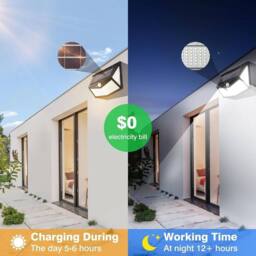 FLAVORA LED Solar Wall Lights 212 LED PIR Motion Sensor Security Lamps 1 Pack in Black - thumbnail 4