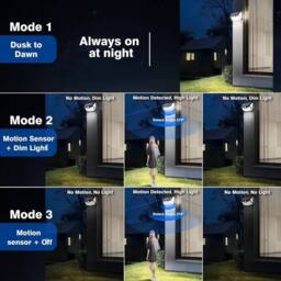 FLAVORA LED Solar Wall Lights 212 LED PIR Motion Sensor Security Lamps 1 Pack in Black - thumbnail 7