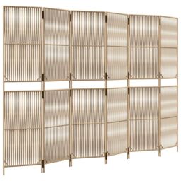 Berkfield Home Room Divider 6 Panels Beige Poly Rattan - thumbnail 2