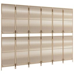 Berkfield Home Room Divider 6 Panels Beige Poly Rattan - thumbnail 4