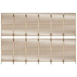 Berkfield Home Room Divider 6 Panels Beige Poly Rattan - thumbnail 5