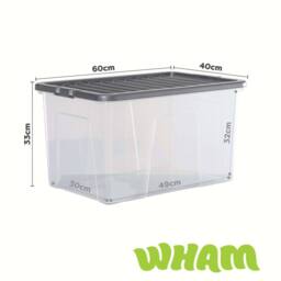 Wham Crystal 60L Clear Box & Stronger Lid PK5 in Silver - thumbnail 6