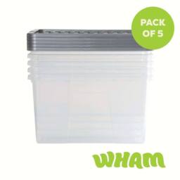 Wham Crystal 60L Clear Box & Stronger Lid PK5 in Silver - thumbnail 5