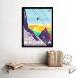 "Wee Blue Coo Austria Winter Sport Ski Alps Alpine Snow Peak Skiing Framed Art Print - Size: W12"" x H16""" - thumbnail 2
