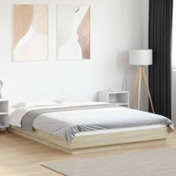 Berkfield Home Modern Bed Frame without Mattress Sonoma Oak 120x190 cm Small Double in Light Brown - thumbnail 2