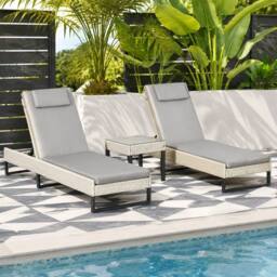 STILVORA Sun Lounger Set with 5-Position Recliner Light Grey - thumbnail 1