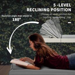 STILVORA Sun Lounger Set with 5-Position Recliner Light Grey - thumbnail 7