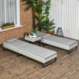 STILVORA Sun Lounger Set with 5-Position Recliner Light Grey - thumbnail 2