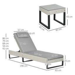 STILVORA Sun Lounger Set with 5-Position Recliner Light Grey - thumbnail 3