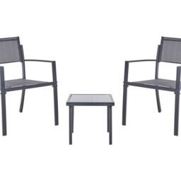 Wyld and Coco 2 Seater Outdoor Bistro Set Dark Grey Powder Coat Steel Tempered - thumbnail 2