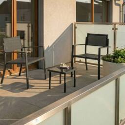 Wyld and Coco 2 Seater Outdoor Bistro Set Dark Grey Powder Coat Steel Tempered