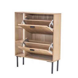 Nordlys Shoe Storage Entryway Furniture Wood 2 Drawers in Brown - thumbnail 4