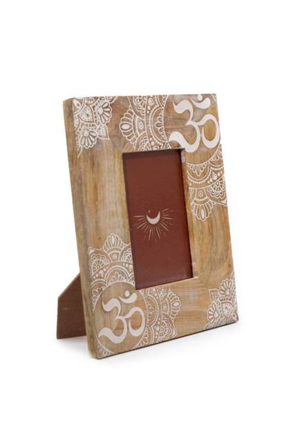 KDMD White Mango Wood Mandala Picture Frame for 10x15cm Photos in Brown - Size: 10x15 cm - image 1