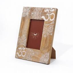 KDMD White Mango Wood Mandala Picture Frame for 10x15cm Photos in Brown - Size: 10x15 cm - thumbnail 3