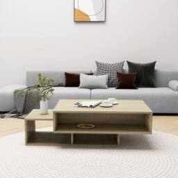 Berkfield Home Coffee Table Sonoma Oak 105x55x32 cm Engineered Wood in Light Tan - Size: 105 x 55 x 32 cm - thumbnail 3