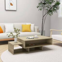 Berkfield Home Coffee Table Sonoma Oak 105x55x32 cm Engineered Wood in Light Tan - Size: 105 x 55 x 32 cm - thumbnail 2
